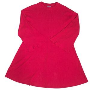 ASOS Red Ribbed A-line Sweater Dress Knee Length Holiday Party Size 10